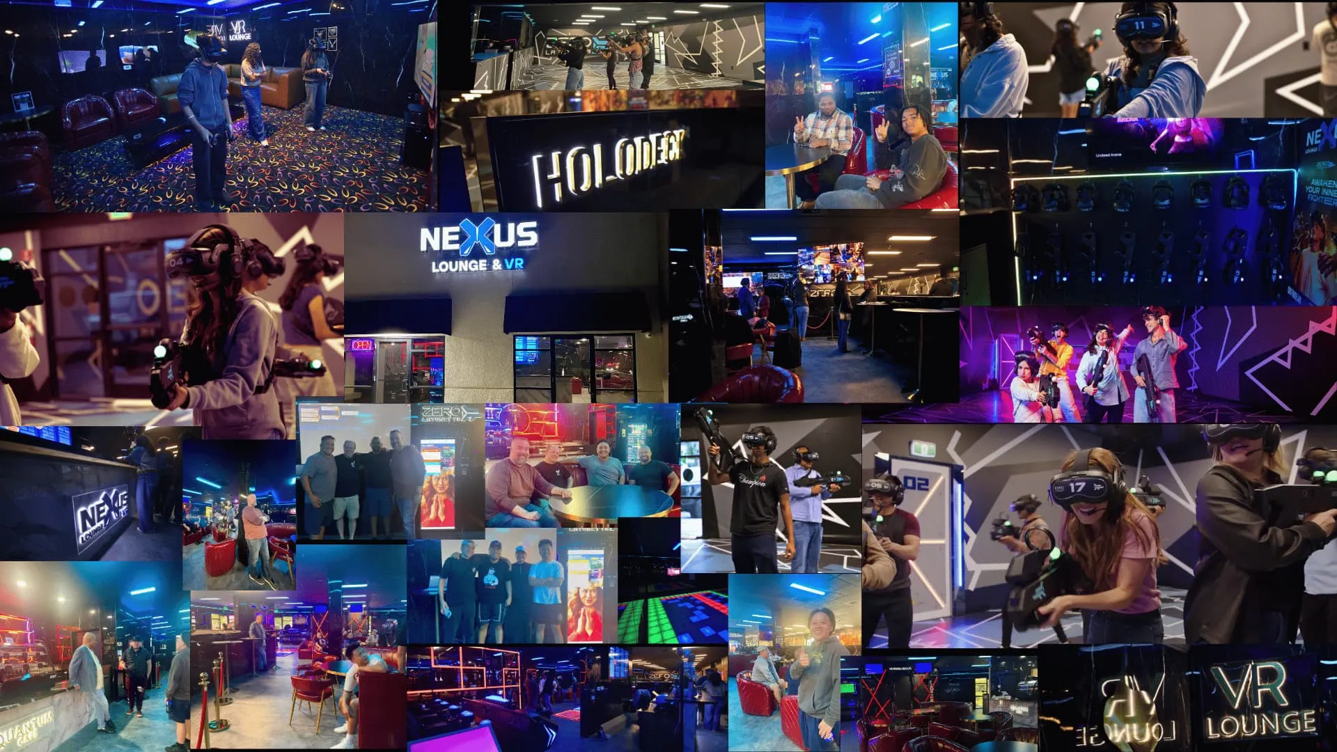 Friends enjoying multiplayer VR action, lounge vibes, and esports tournament energy at Nexus